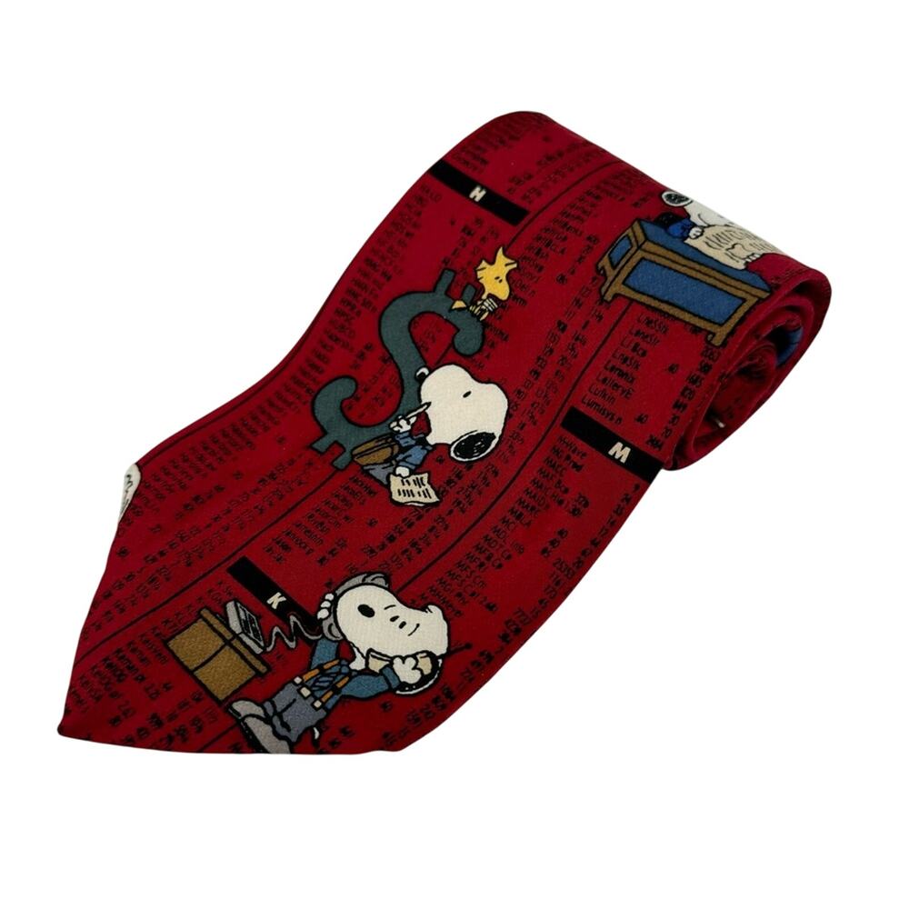 Peanuts Snoopy Outrageously Successful Silk Tie Adjustable‎ Red Mens One Size